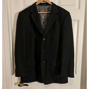 Tessori Uomo Super 150's Wool Black Blazer 42R Hand Tailored Italy Skull Button
